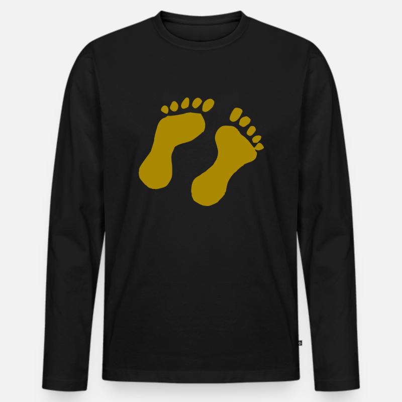 Fußdruck - Männer Premium Bio Langarmshirt - Schwarz