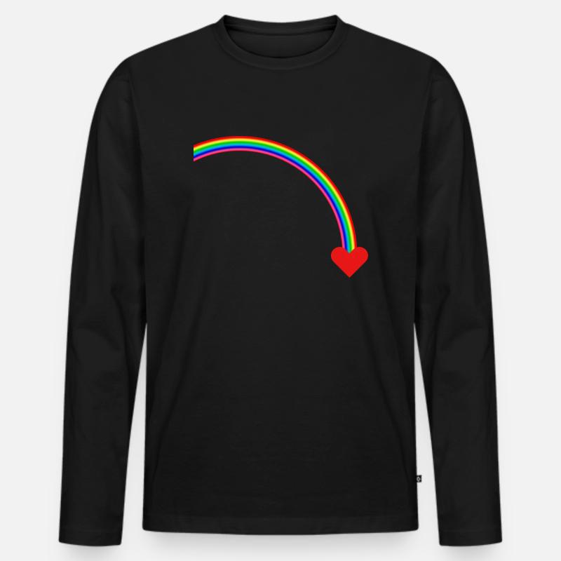 Regenbogen - Männer Premium Bio Langarmshirt - Schwarz