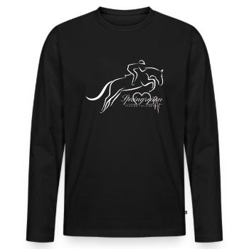 Springreiten aus Leidenschaft - Männer Premium Bio Langarmshirt - Schwarz - Vorne - Nico (187cm)