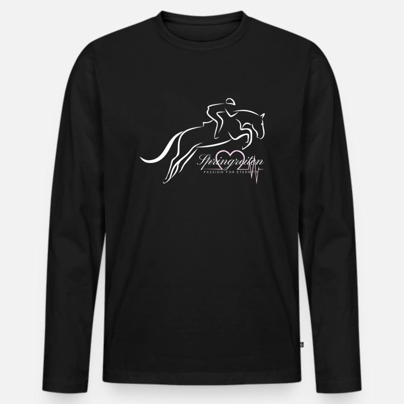 Springreiten aus Leidenschaft - Männer Premium Bio Langarmshirt - Schwarz