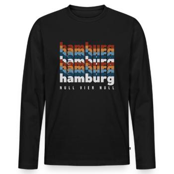 Hambourg 040 Null Vier Null - T-shirt manches longues Premium bio Homme - noir - Devant - Nico (187cm)