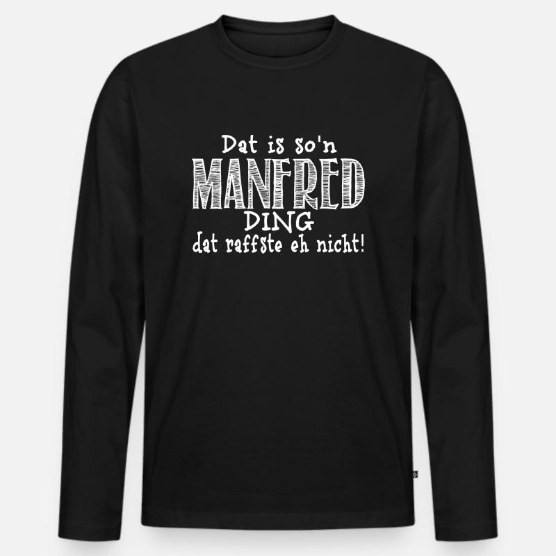 manfred - Männer Premium Bio Langarmshirt - Schwarz