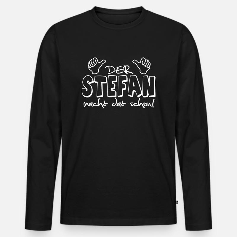 Stefan - Männer Premium Bio Langarmshirt - Schwarz