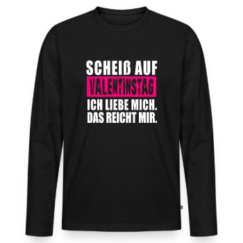 Scheiß auf Valentinstag. Anti Valentinstag - Männer Premium Bio Langarmshirt - Schwarz - Vorne - Nico (187cm)