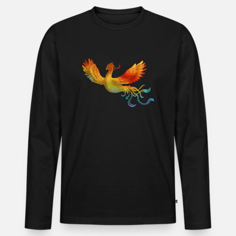 Rainbow Phoenix - Männer Premium Bio Langarmshirt - Schwarz