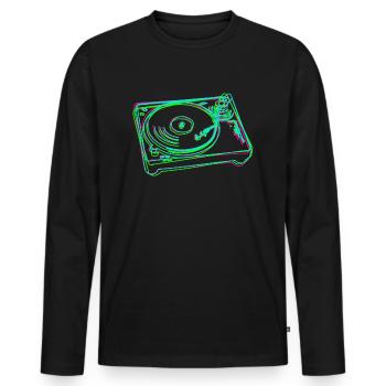 Turntable Vinyl Stilisiert Bunt - Männer Premium Bio Langarmshirt - Schwarz - Vorne - Nico (187cm)