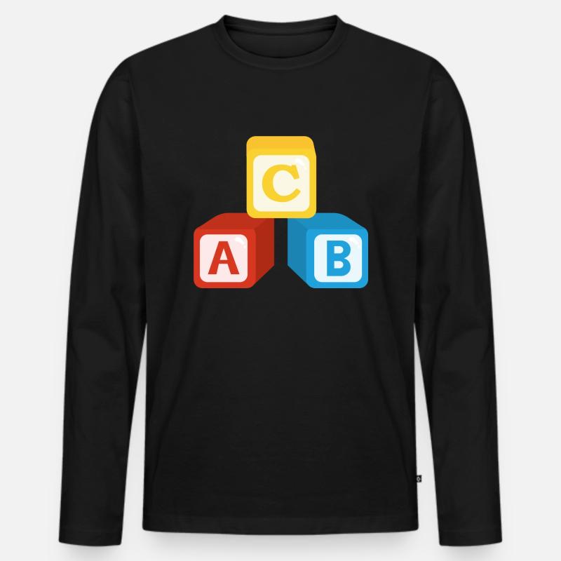ABC Würfel - Männer Premium Bio Langarmshirt - Schwarz