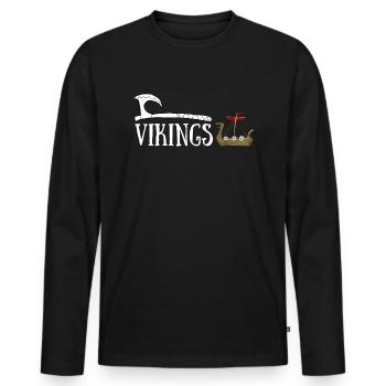 VIKINGS NAVIRE HACHE ET CONQUETE - T-shirt manches longues Premium bio Homme - noir - Devant - Nico (187cm)