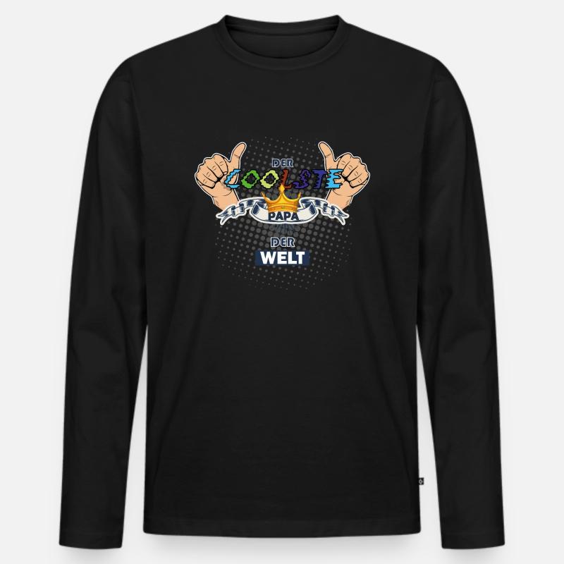 Der coolste Papa der Welt - Männer Premium Bio Langarmshirt - Schwarz