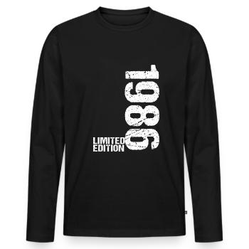 36e anniversaire 1986 - Idée cadeau disant cadeau - T-shirt manches longues Premium bio Homme - noir - Devant - Nico (187cm)