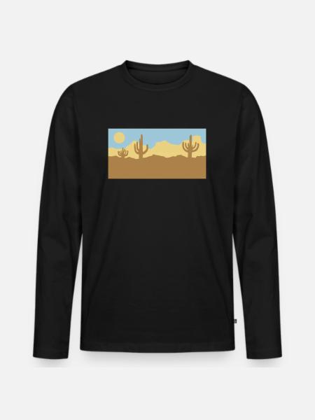 Desert Landscape Silhouette Skyline - Men's Premium Organic Long Sleeve Shirt - black