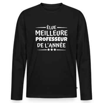 élue meilleure professeur / femme professeur - T-shirt manches longues Premium bio Homme - noir - Devant - Nico (187cm)