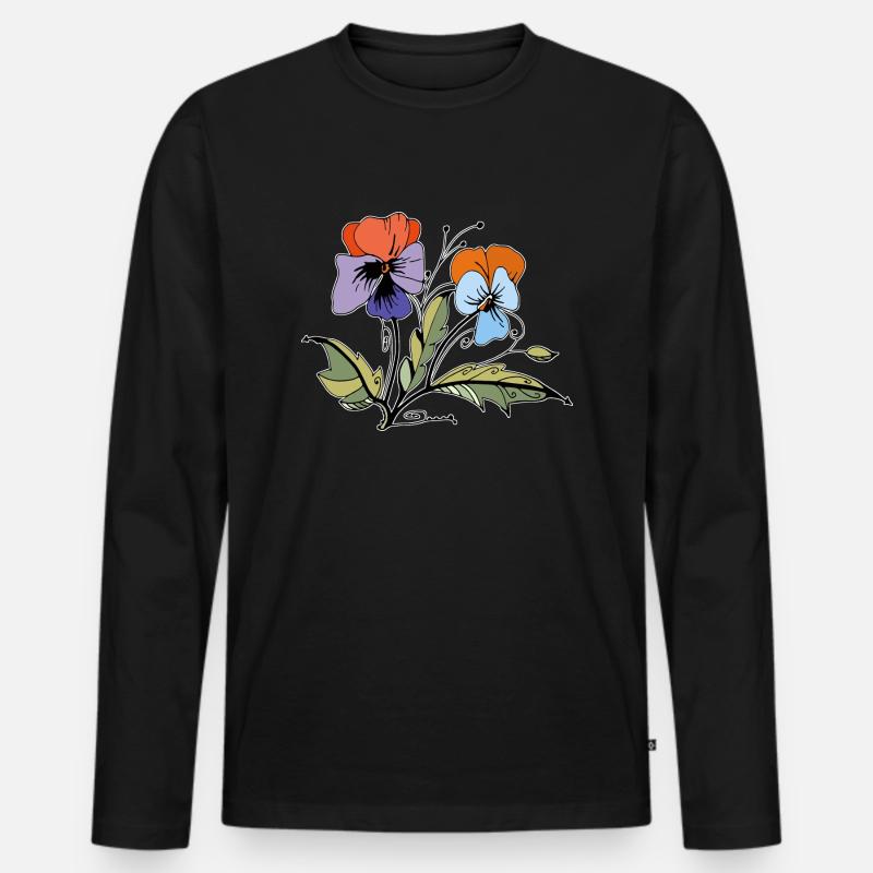 Blumen - Männer Premium Bio Langarmshirt - Schwarz