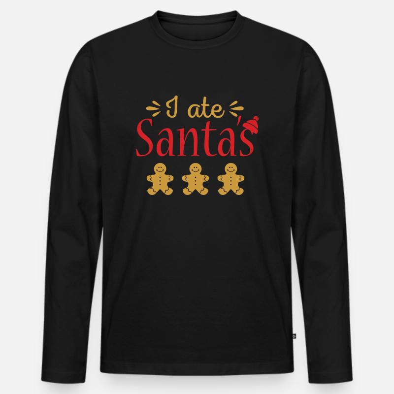 I ate Santa´s gingerbread - Männer Premium Bio Langarmshirt - Schwarz