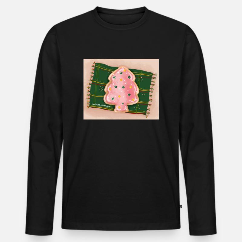 Plätzchen Wehnachten - Männer Premium Bio Langarmshirt - Schwarz
