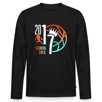 6th birthday basketball 6 years born in 2017 - Men's Premium Organic Long Sleeve Shirt - black - Front - Nico (187cm)