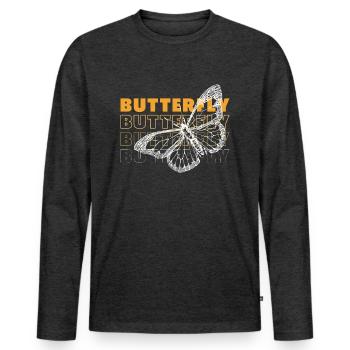 Butterfly Schmetterling - Men's Premium Organic Long Sleeve Shirt - heather anthracite - Front - Nico (187cm)