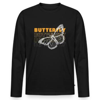 Papillon Schmetterling - T-shirt manches longues Premium bio Homme - noir - Devant - Nico (187cm)