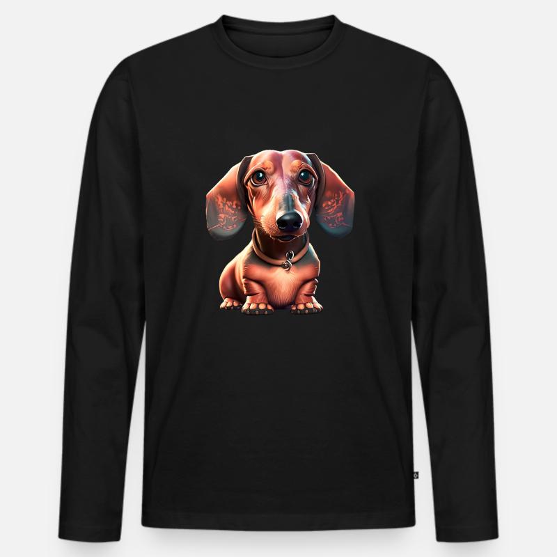 Dackel Dachshund Dackelbesitzer - Männer Premium Bio Langarmshirt - Schwarz