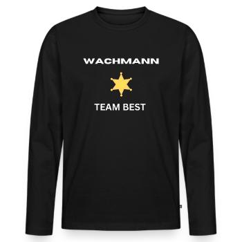 security 3 - Männer Premium Bio Langarmshirt - Schwarz - Vorne - Nico (187cm)