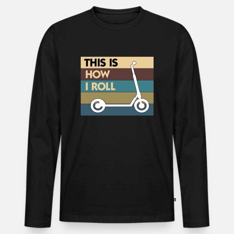 E-Scooter Roller Scooter - Men's Premium Organic Long Sleeve Shirt - black