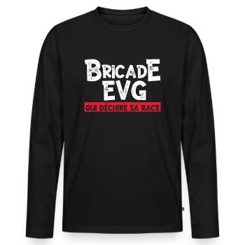 Brigade EVG - cadeau homme EVG humour drôle - T-shirt manches longues Premium bio Homme - noir - Devant - Nico (187cm)