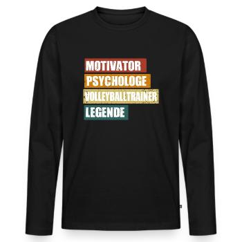 Lustiger Volleyballtrainer Spruch - Männer Premium Bio Langarmshirt - Schwarz - Vorne - Nico (187cm)