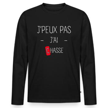 J'peux pas j'ai chasse - T-shirt manches longues Premium bio Homme - noir - Devant - Nico (187cm)