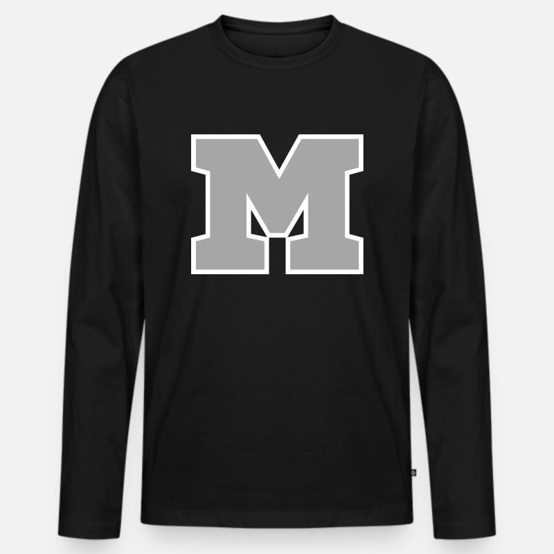 Buchstabe m sport - Männer Premium Bio Langarmshirt - Schwarz