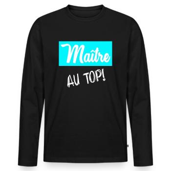 MAÎTRE. MAITRE - T-shirt manches longues Premium bio Homme - noir - Devant - Nico (187cm)