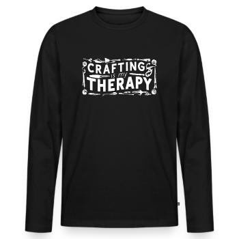 Basteln ist meine Therapie - Männer Premium Bio Langarmshirt - Schwarz - Vorne - Nico (187cm)