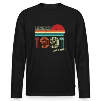 Legend 1991 Birthday Shirt Gift Anniversary - Men's Premium Organic Long Sleeve Shirt - black - Front - Nico (187cm)