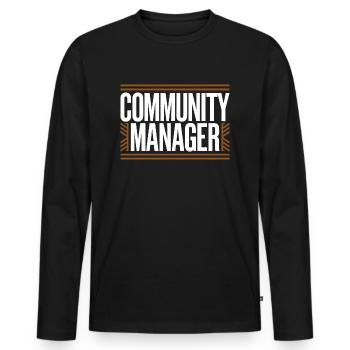 Community Manager - T-shirt manches longues Premium bio Homme - noir - Devant - Nico (187cm)