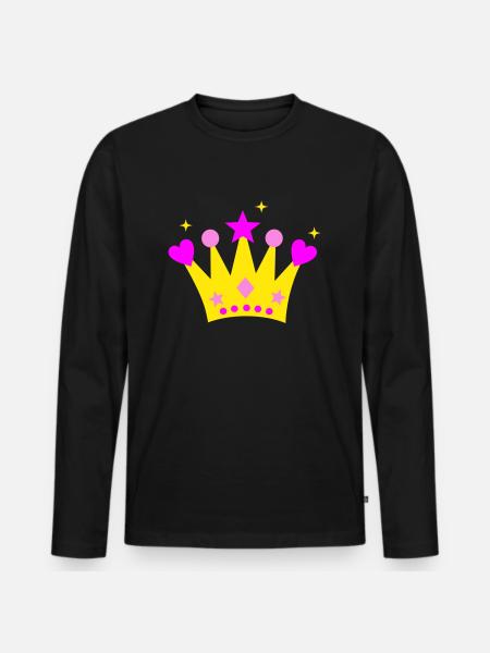 Krone - Männer Premium Bio Langarmshirt - Schwarz