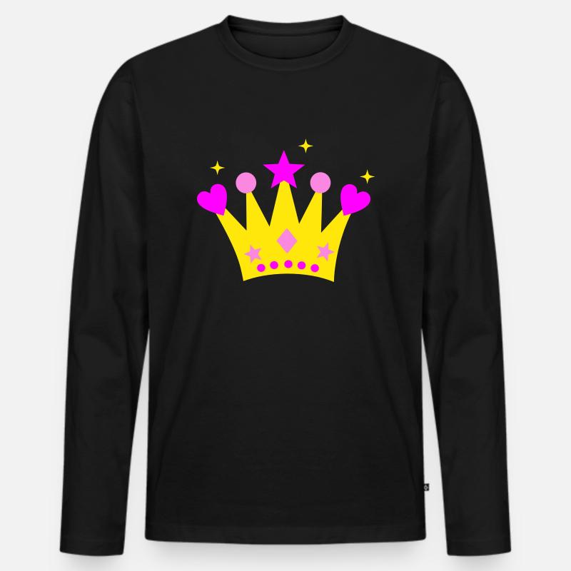 Krone - Männer Premium Bio Langarmshirt - Schwarz
