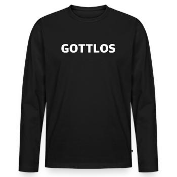 Gottlos | YouTube, Influencer, lustige Sprüche - Männer Premium Bio Langarmshirt - Schwarz - Vorne - Nico (187cm)