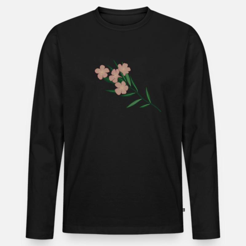 Rosa Oleander Blütenzweig - Männer Premium Bio Langarmshirt - Schwarz