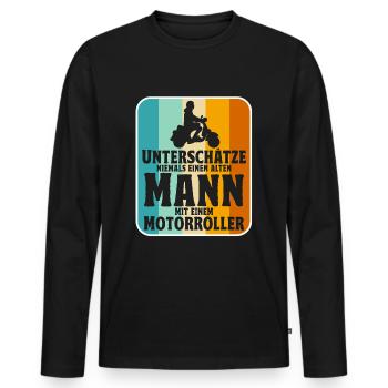 Rollerfahrer Geschenke Motorroller Scooter - Männer Premium Bio Langarmshirt - Schwarz - Vorne - Nico (187cm)