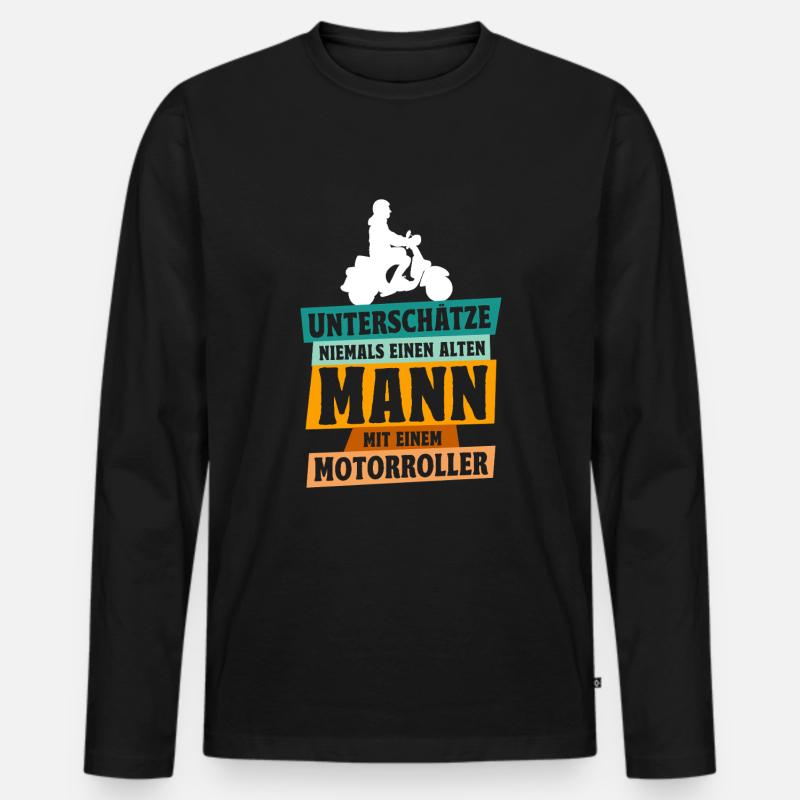 Motorradfahrer Spruch Design - Männer Premium Bio Langarmshirt - Schwarz