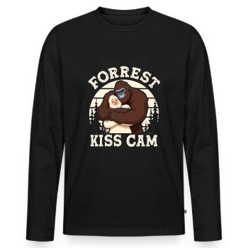 Bigfoot et Yeti dans les bois embrassent la caméra plus drôle - T-shirt manches longues Premium bio Homme - noir - Devant - Nico (187cm)