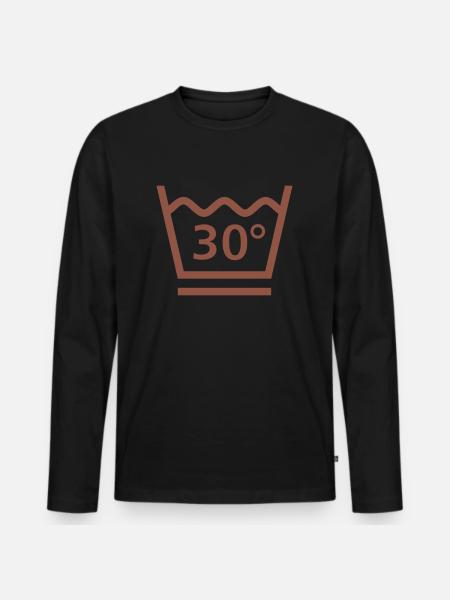30 Grad Wäsche - Männer Premium Bio Langarmshirt - Schwarz