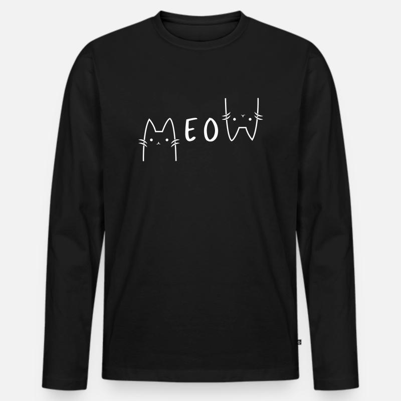 meow - Männer Premium Bio Langarmshirt - Schwarz