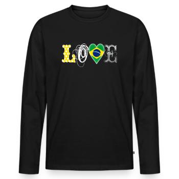 Love Brazil White - Men's Premium Organic Long Sleeve Shirt - black - Front - Nico (187cm)