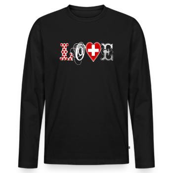 Love Suisse White - Männer Premium Bio Langarmshirt - Schwarz - Vorne - Nico (187cm)