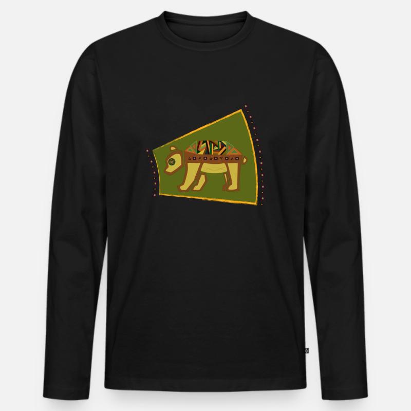 Bär - Männer Premium Bio Langarmshirt - Schwarz