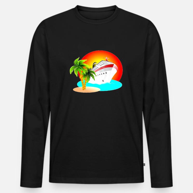 Schiff - Männer Premium Bio Langarmshirt - Schwarz