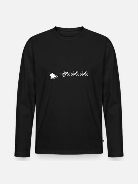 Weihnachtsschlitten Fahrrad - Männer Premium Bio Langarmshirt - Schwarz
