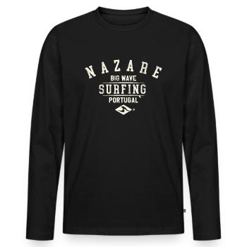 NAZARE BIG WAVE SURFING PORTUGAL - Men's Premium Organic Long Sleeve Shirt - black - Front - Nico (187cm)
