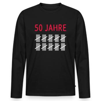 50 ans - T-shirt manches longues Premium bio Homme - noir - Devant - Nico (187cm)