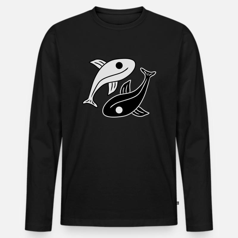 Yin Yang Fishs - Männer Premium Bio Langarmshirt - Schwarz